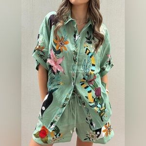 Linen Short + Top Set - Alemais Inspired - XL